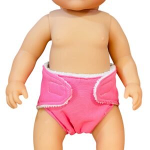 Bright Pink Hand Made Dolls Nappy with Velcro. Suits doll 43cm (as shown)