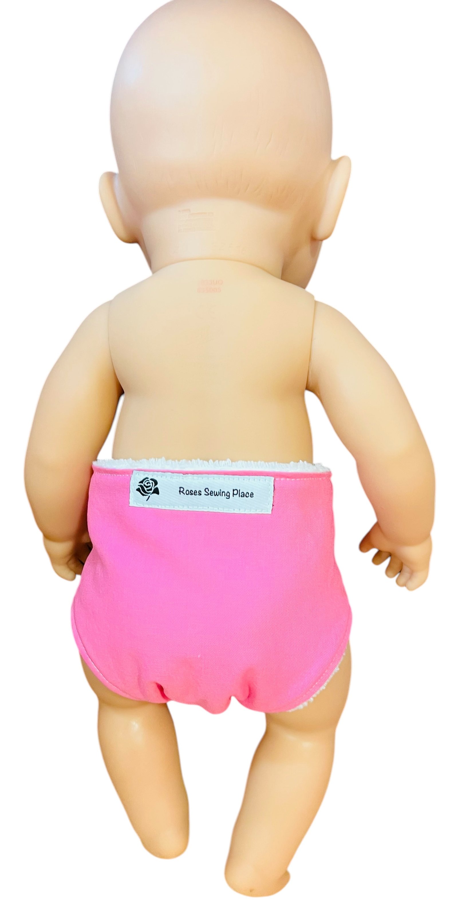 Bright Pink Hand Made Dolls Nappy with Velcro. Suits doll 43cm (as shown) - Image 3