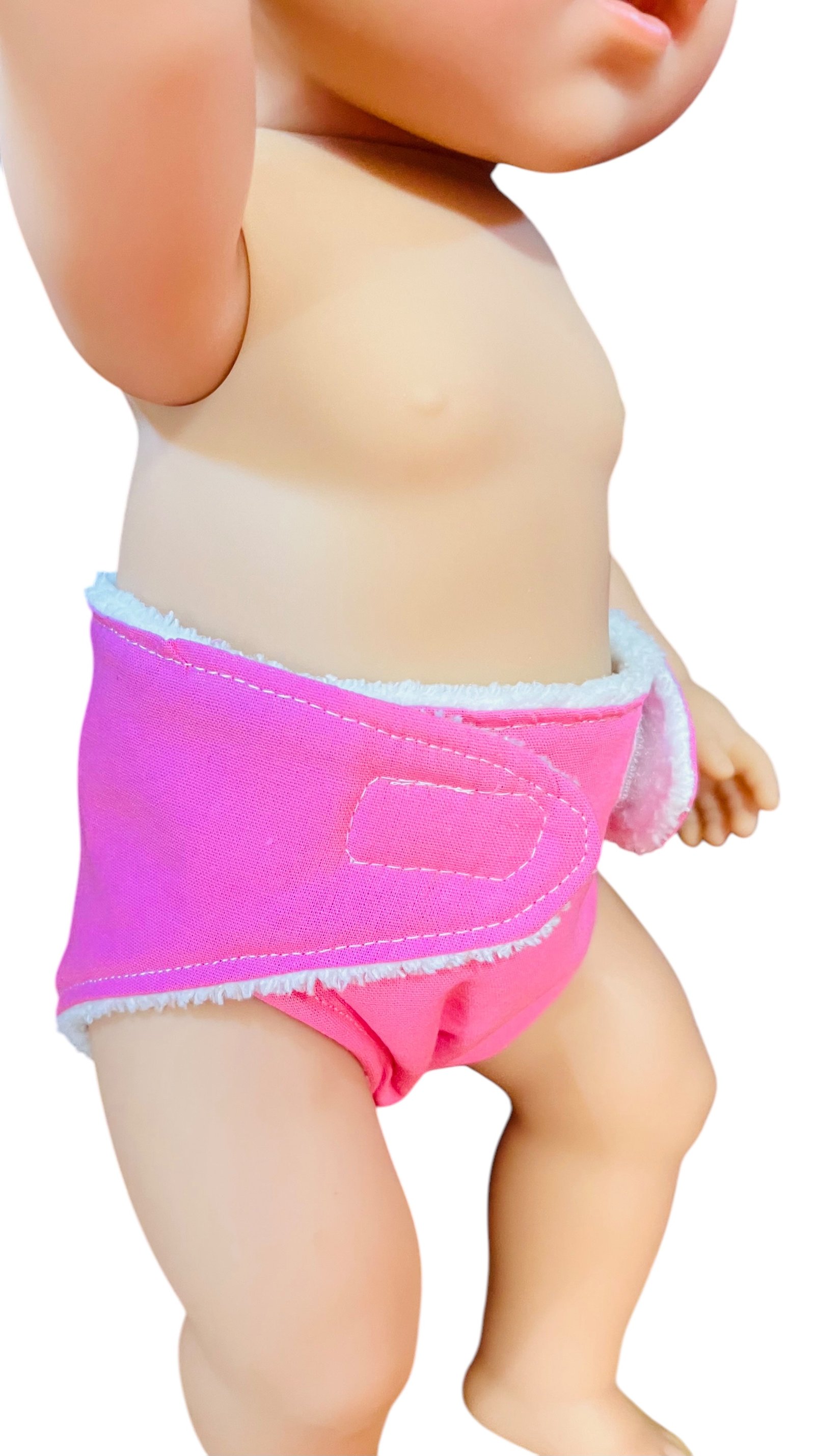 Bright Pink Hand Made Dolls Nappy with Velcro. Suits doll 43cm (as shown) - Image 4