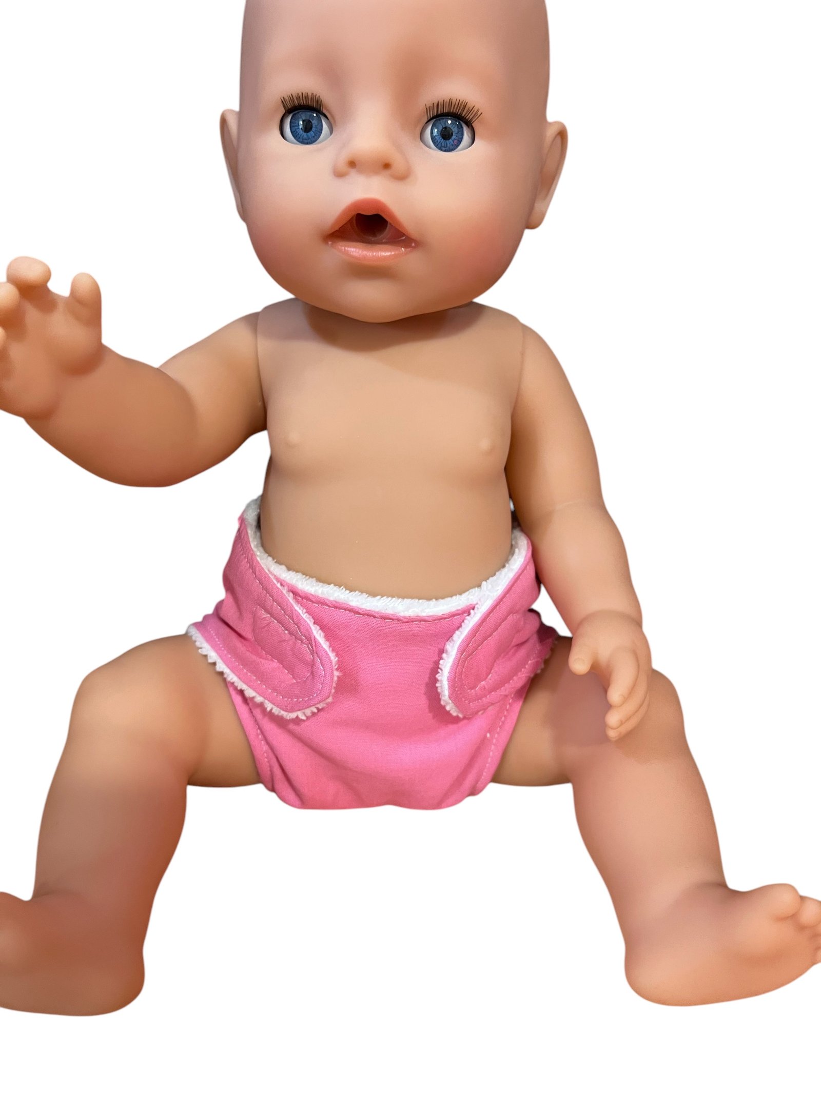 Bright Pink Hand Made Dolls Nappy with Velcro. Suits doll 43cm (as shown) - Image 5