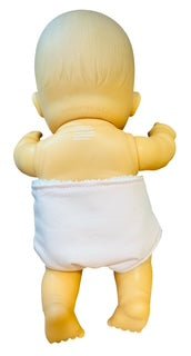 Pale Pink Doll's Nappy with Velcro. Fits doll 22cm (as shown) - Image 5