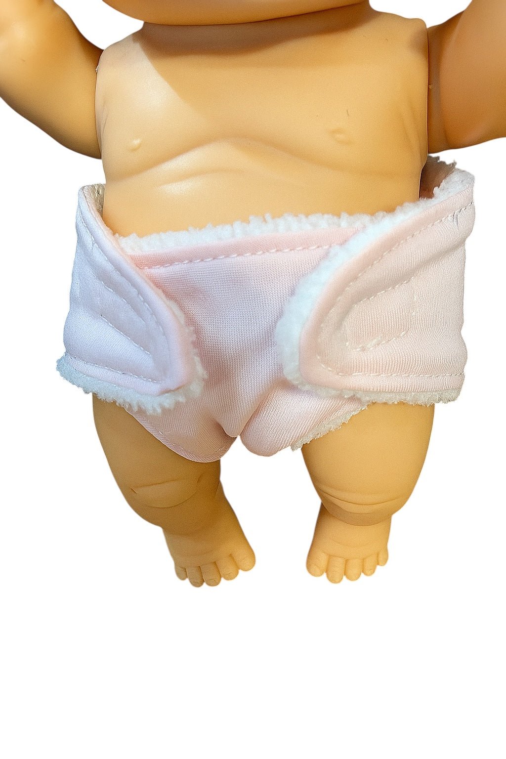 Pale Pink Doll's Nappy with Velcro. Fits doll 22cm (as shown) - Image 3