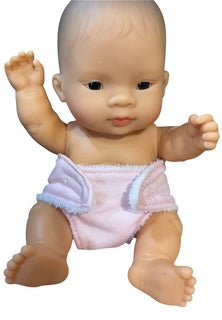 Pale Pink Doll's Nappy with Velcro. Fits doll 22cm (as shown) - Image 4