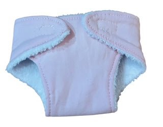 Pale Pink Doll's Nappy with Velcro. Fits doll 22cm (as shown) - Image 2