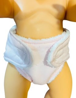 Pale Pink Doll's Nappy with Velcro. Fits 32cm doll (as shown) - Image 3