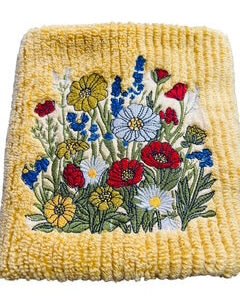 Embroidered Wildflower Ochre Hand Towel.