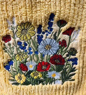 Embroidered Wildflower Ochre Hand Towel. 100% Cotton. Kitchen Towel. Bathroom Towel - Image 2