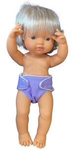 Lavender Doll Handmade Nappy with Velcro. Fit doll 38cm (as shown)