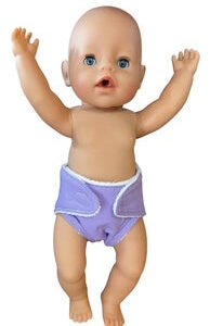 Lavender Doll Handmade Nappy with Velcro. Fits 43cm doll (as shown)