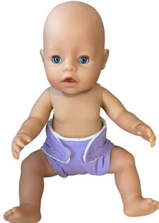 Lavender Doll Handmade Nappy with Velcro. Fits 43cm doll (as shown) - Image 4