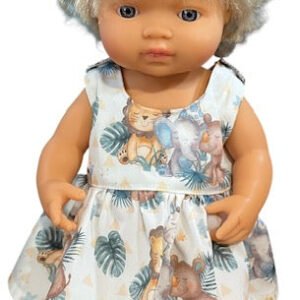 Animal Safari Dolls Dress with velcro. Suits 38cm doll (as shown)