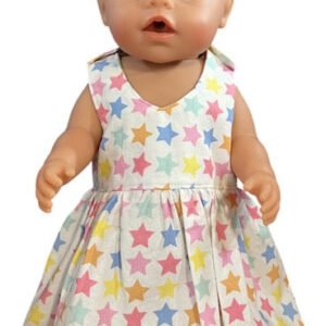Pastel Rainbow Stars Dolls Dress with velcro. Suits 43cm doll (as shown)