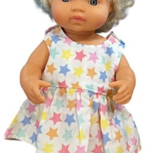 Pastel Rainbow Stars Dolls Dress. Suits 38cm doll (as shown)