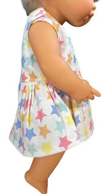 Pastel Rainbow Stars Dolls Dress. Suits 38cm doll (as shown) - Image 4