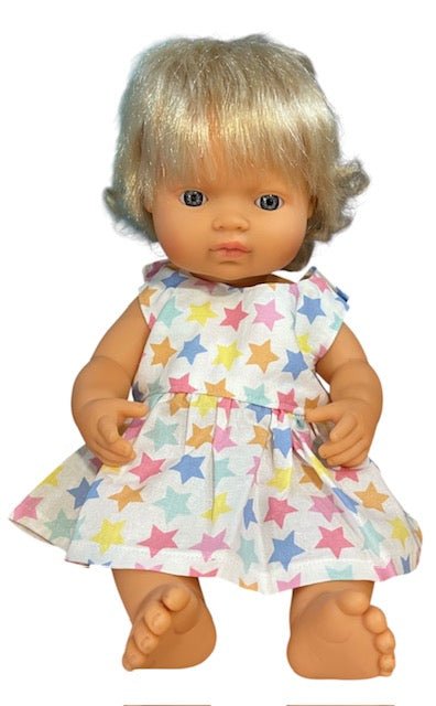 Pastel Rainbow Stars Dolls Dress. Suits 38cm doll (as shown) - Image 5