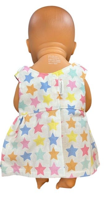 Pastel Rainbow Stars Dolls dress with velcro. Suits 32cm doll (as shown) - Image 2