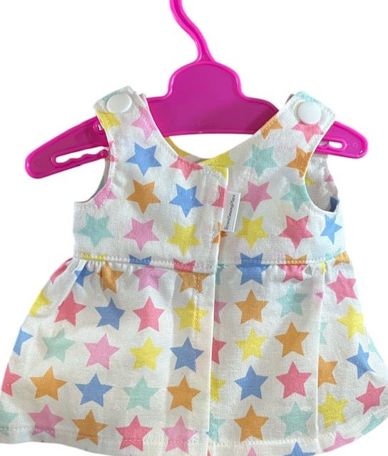 Pastel Rainbow Stars Dolls dress with velcro. Suits 32cm doll (as shown) - Image 6