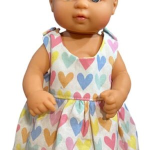 Pastel Rainbow Hearts Dolls Dress. Suits 32cm doll