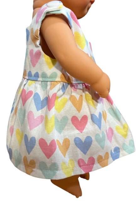 Pastel Rainbow Hearts Dolls Dress. Suits 32cm doll - Image 6