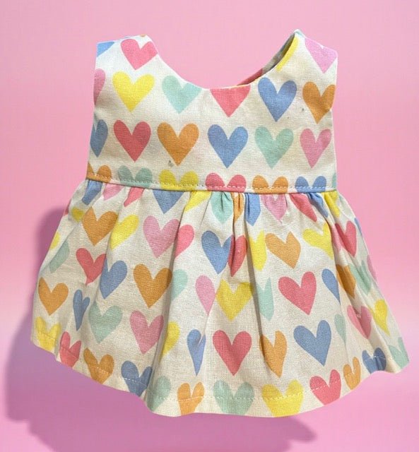 Pastel Rainbow Hearts Dolls Dress. Suits 32cm doll - Image 2