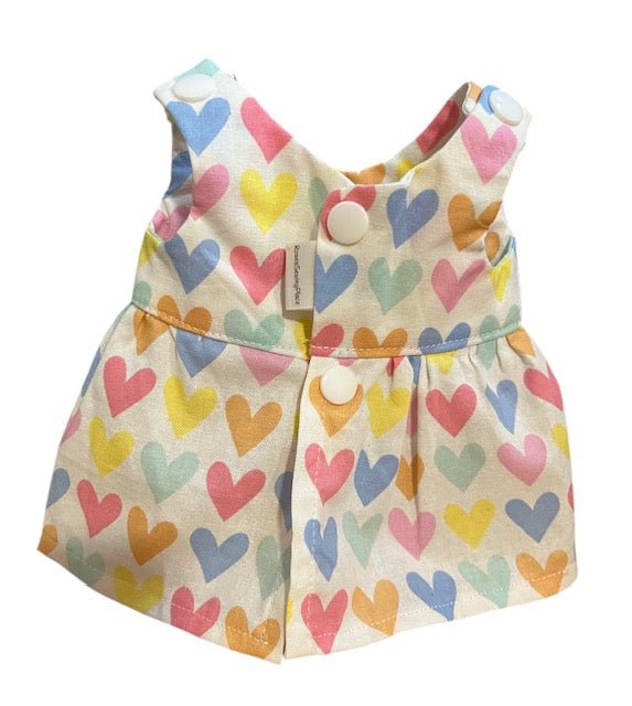 Pastel Rainbow Hearts Dolls Dress. Suits 32cm doll - Image 3