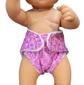 Confetti Pink Dolls Nappy. Suits 32cm doll (as shown)