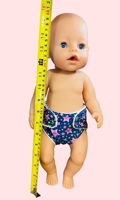 Twinkle Star Party Doll Nappy. Fits 43cm Baby Born doll (as shown) - Image 6