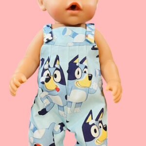 Bluey Overalls. Fits 43cm Baby Born doll (as shown)