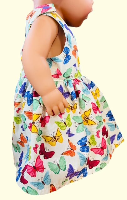 Butterfly dolls dress. Fits 43cm baby born doll (as shown) - Image 5