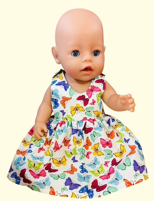 Butterfly dolls dress. Fits 43cm baby born doll (as shown) - Image 7