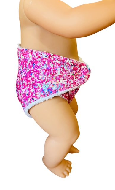 Sprinkle Splash Doll's Nappy with Velcro. Fits 43cm Baby Born Doll (as shown) - Image 4