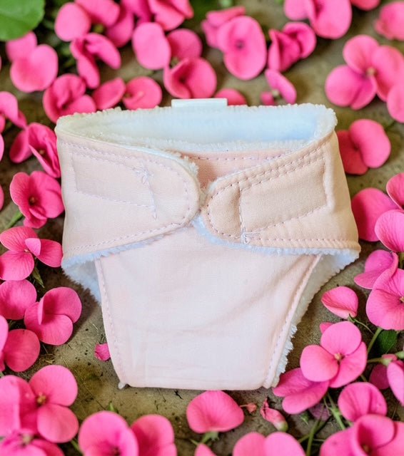 Pale Pink Doll's Nappy. Fits 38cm MiniLands Doll (as shown) - Image 2