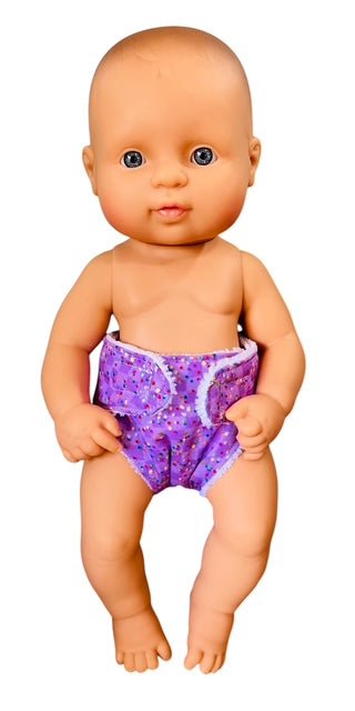 Confetti Purple Doll Nappy. Fits 32cm Mini Lands Doll (as shown) - Image 2