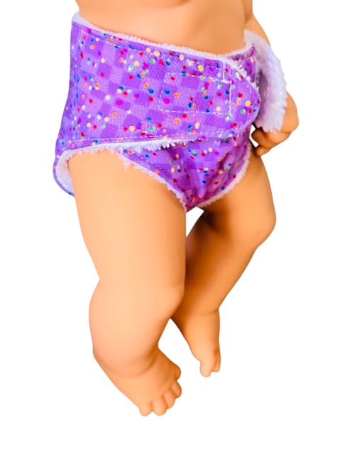 Confetti Purple Doll Nappy. Fits 32cm Mini Lands Doll (as shown) - Image 4