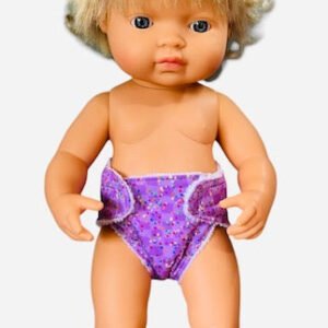 Confetti Purple Doll nappy. Fits 38cm Minilands Doll (as shown).