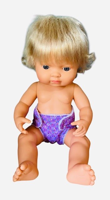 Confetti Purple Doll nappy. Fits 38cm Minilands Doll (as shown). - Image 4