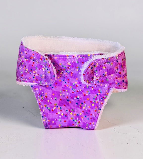 Confetti Purple Doll nappy. Fits 38cm Minilands Doll (as shown). - Image 6