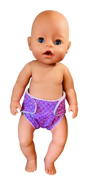 Confetti Purple Doll nappy. Fits 43cm Baby Born Doll (as shown) - Image 2