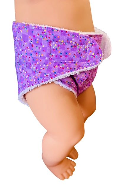 Confetti Purple Doll nappy. Fits 43cm Baby Born Doll (as shown) - Image 4