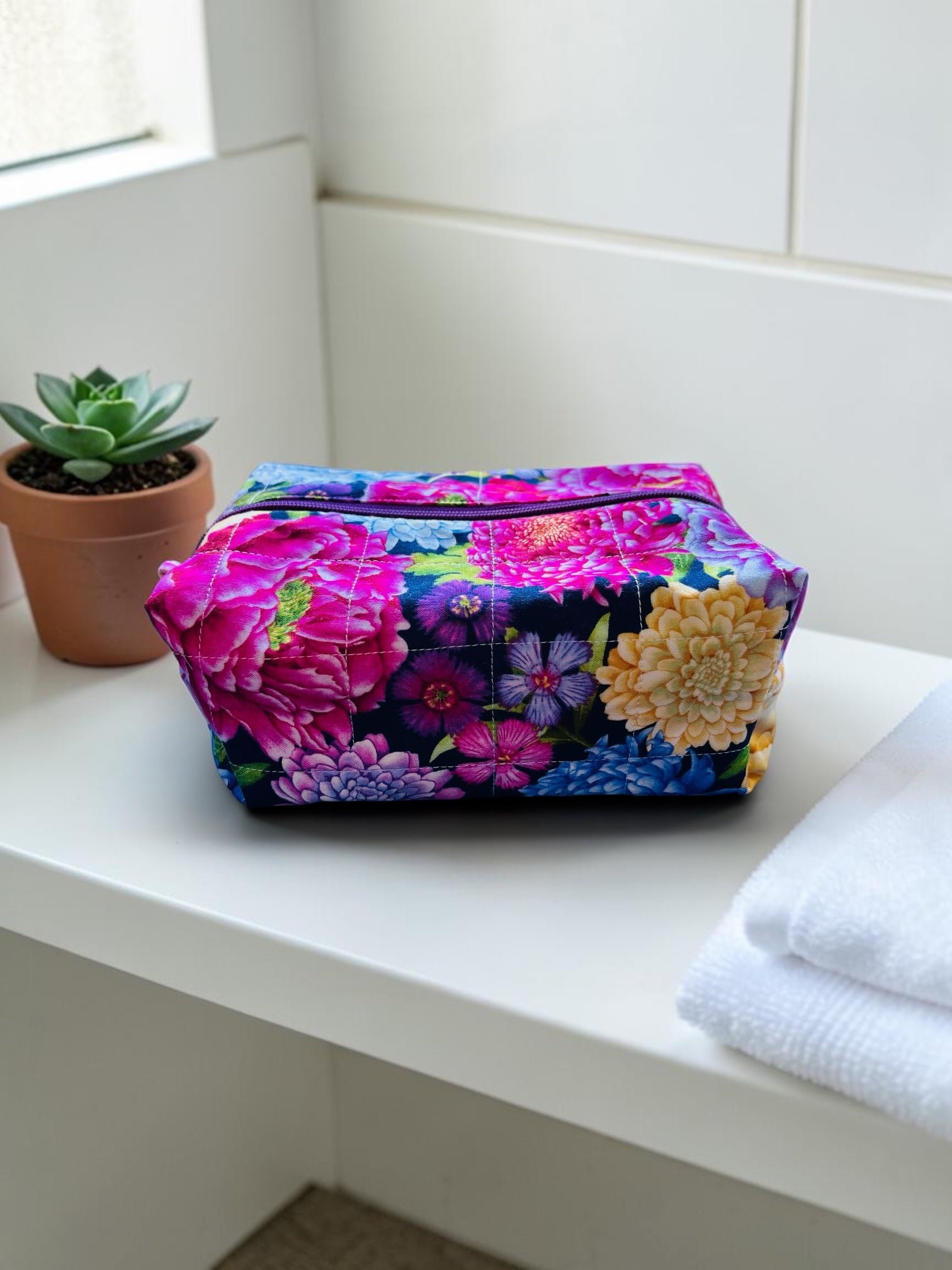 Zippered Boxy Pouch - Chrysanthemum Blooms - Image 5