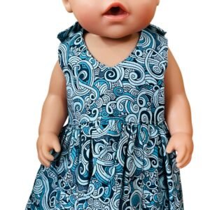 Baby Blue Swirls dolls dress. Fits 43cm Baby Born doll