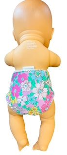 Pink Posy Hand made Doll Nappy with Velcro. Suits doll 32cm (as shown) - Image 3
