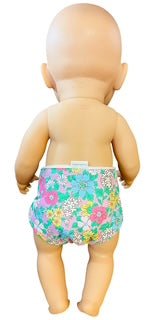 Pink Posy Hand made Doll Nappy with Velcro. Suits doll 43cm (as shown) - Image 3