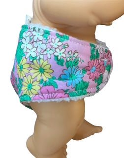 Pink Posy Hand made Doll Nappy with Velcro. Suits doll 22cm (as shown) - Image 4