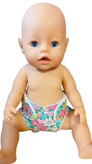 Pink Posy Hand made Doll Nappy with Velcro. Suits doll 43cm (as shown) - Image 5