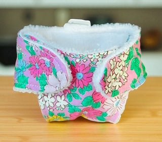 Pink Posy Hand made Doll Nappy with Velcro. Suits doll 22cm (as shown) - Image 2