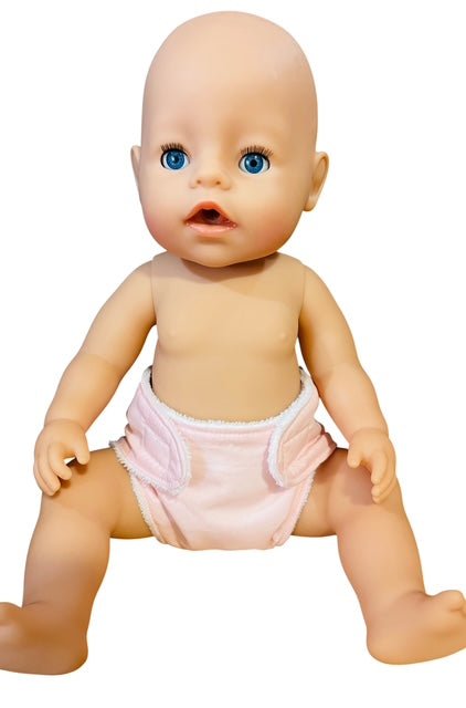 Pale Pink Handmade Doll Nappy with Velcro. Suits Dolls 43cm (as shown) - Image 4
