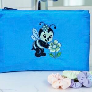 Embroidered Bee Zippered Pouch