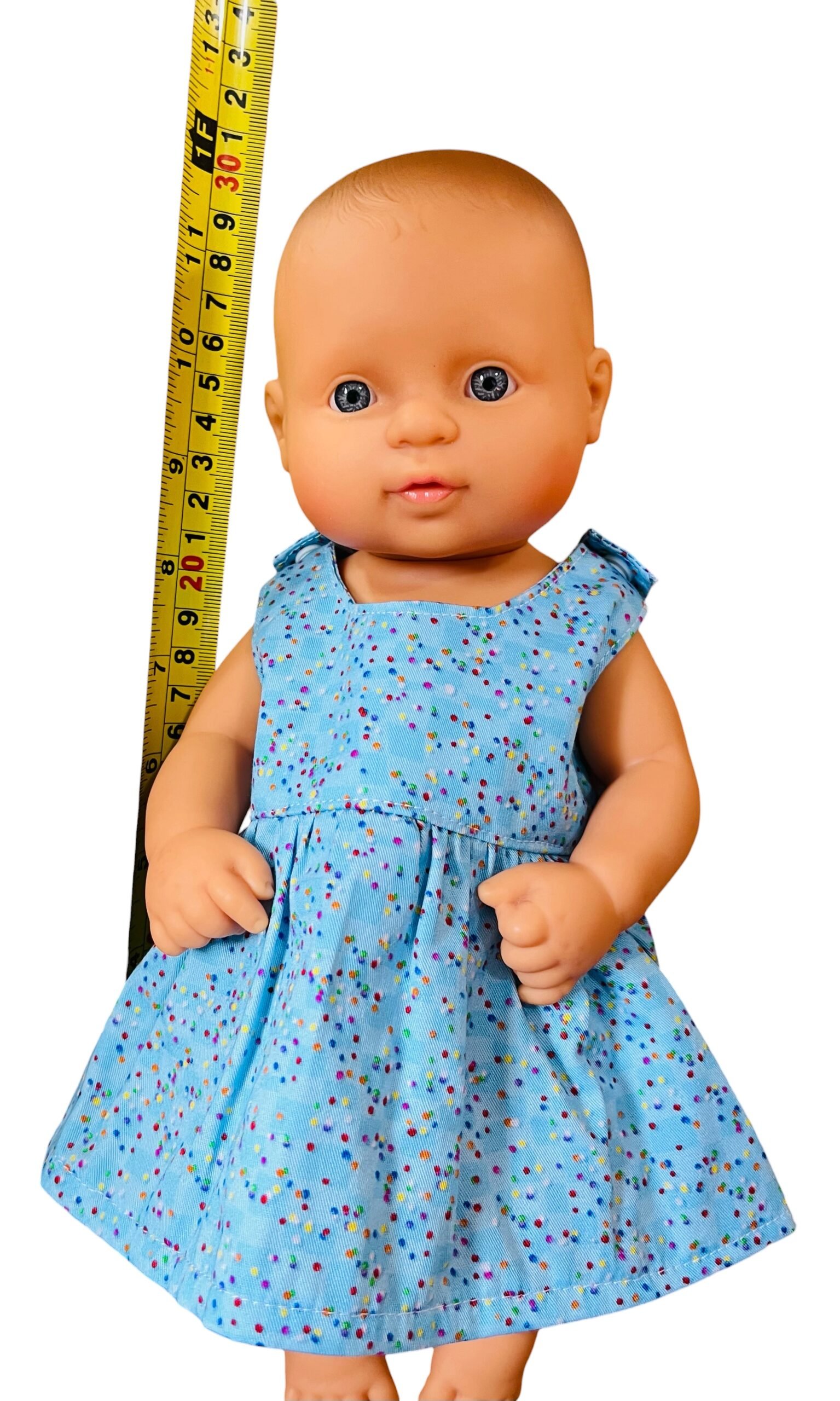 Confetti Blue Doll Dress. Fits 32cm Miniland doll - Image 4