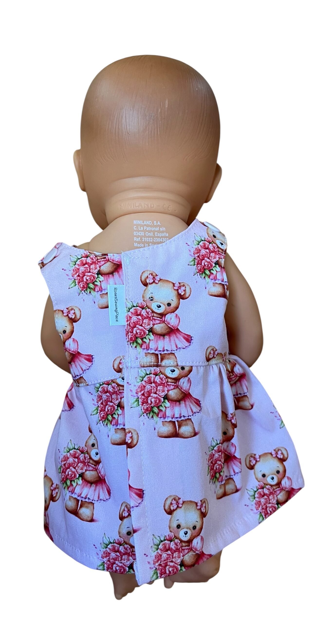 Blossom Bear Doll Dress. Fits 32cm Miniland Doll - Image 2